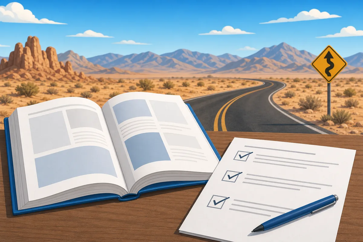Driver handbook and checklist prepared for comparing state permit test requirements